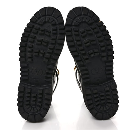 Valentino Garavani Calfskin Womens VLOGO 35mm Combat Boots 40 Black 5 of 9
