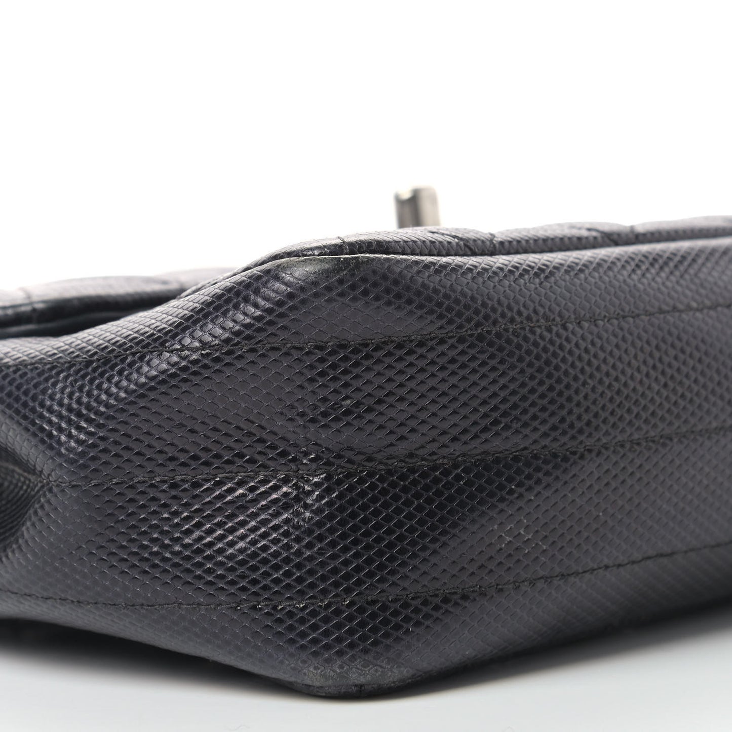 Metallic Calfskin Quilted Single Flap Black