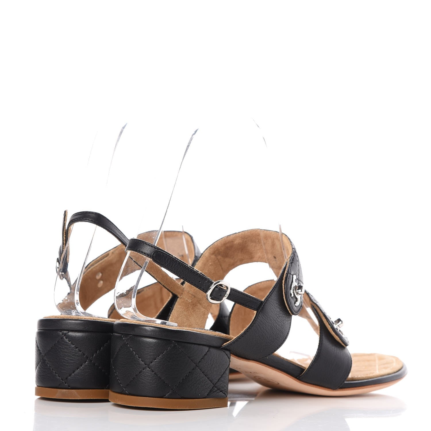 Chanel Lambskin Quilted CC Turnlock Sandals 37 Black 4 of 7