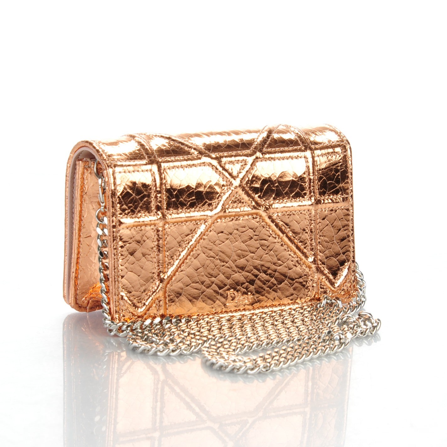 Christian Dior Ceramic Effect Deerskin Baby Diorama Flap Bag Gold 3 of 6