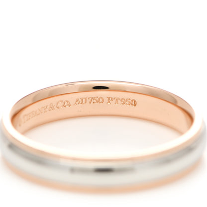 Tiffany Platinum 18K Rose Gold Lucida 4mm Band Ring 55 7.25 4 of 5