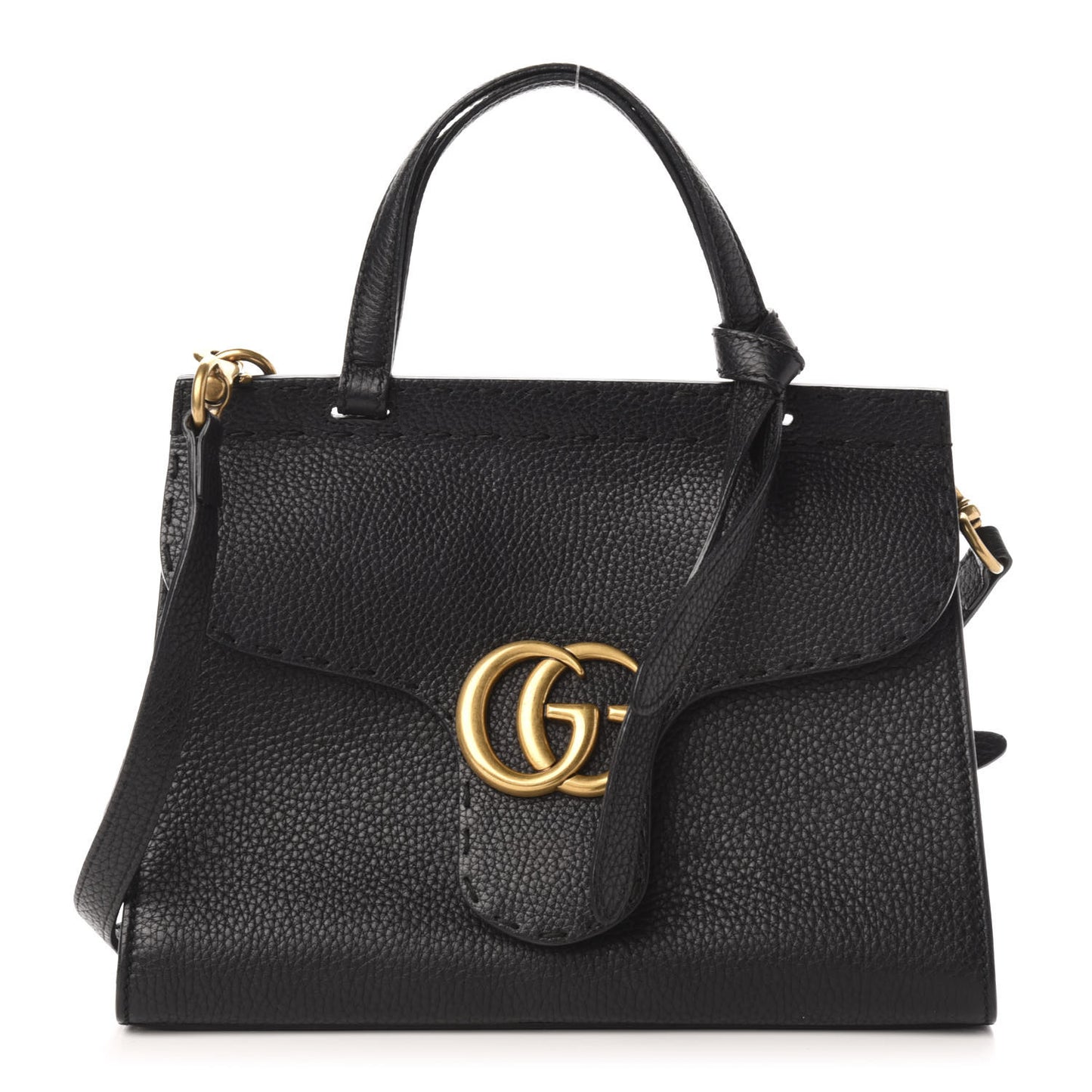 Calfskin Mini GG Marmont Top Handle Bag Black