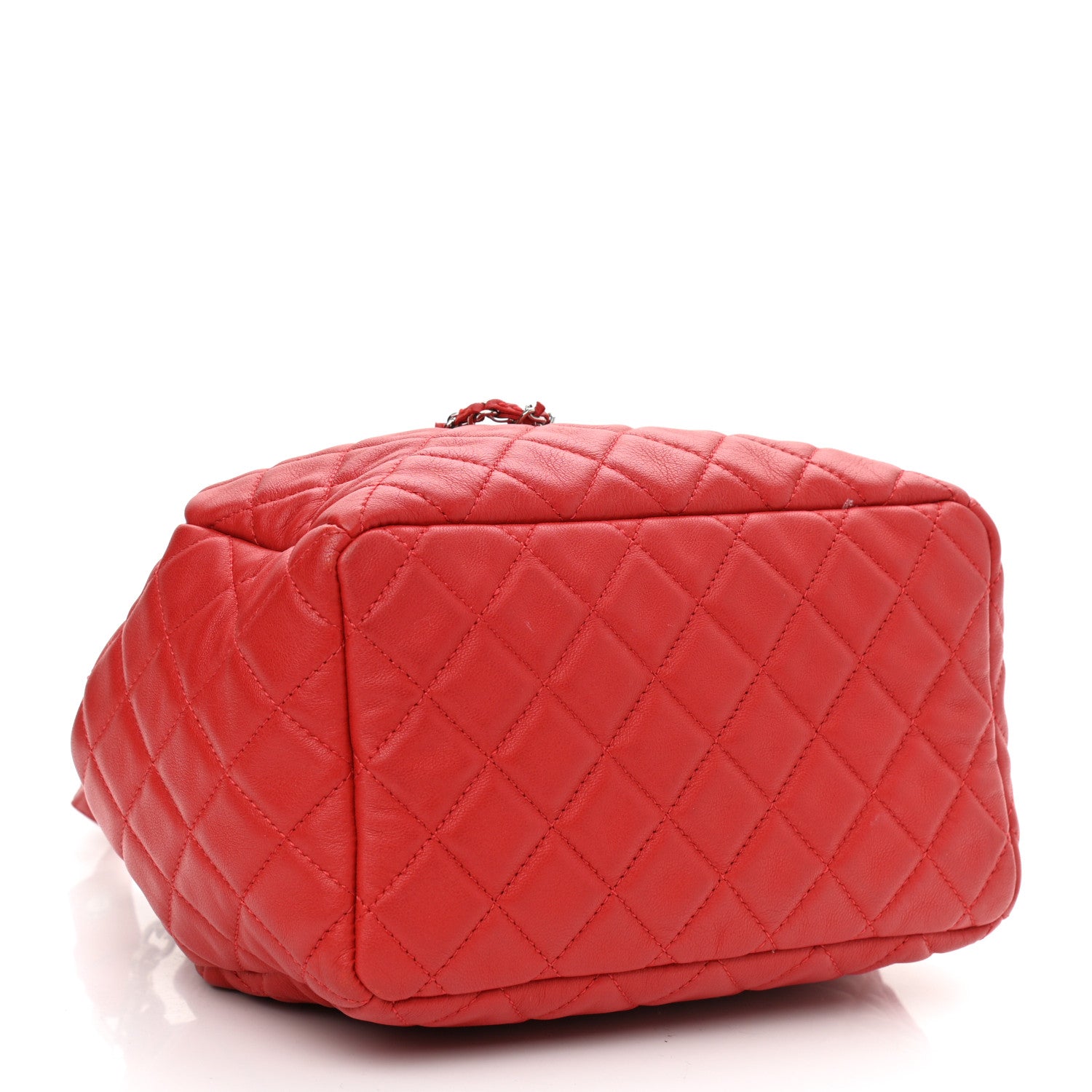 Chanel Lambskin Quilted Small CC Chain Drawstring Bucket Bag Red 6 of 12