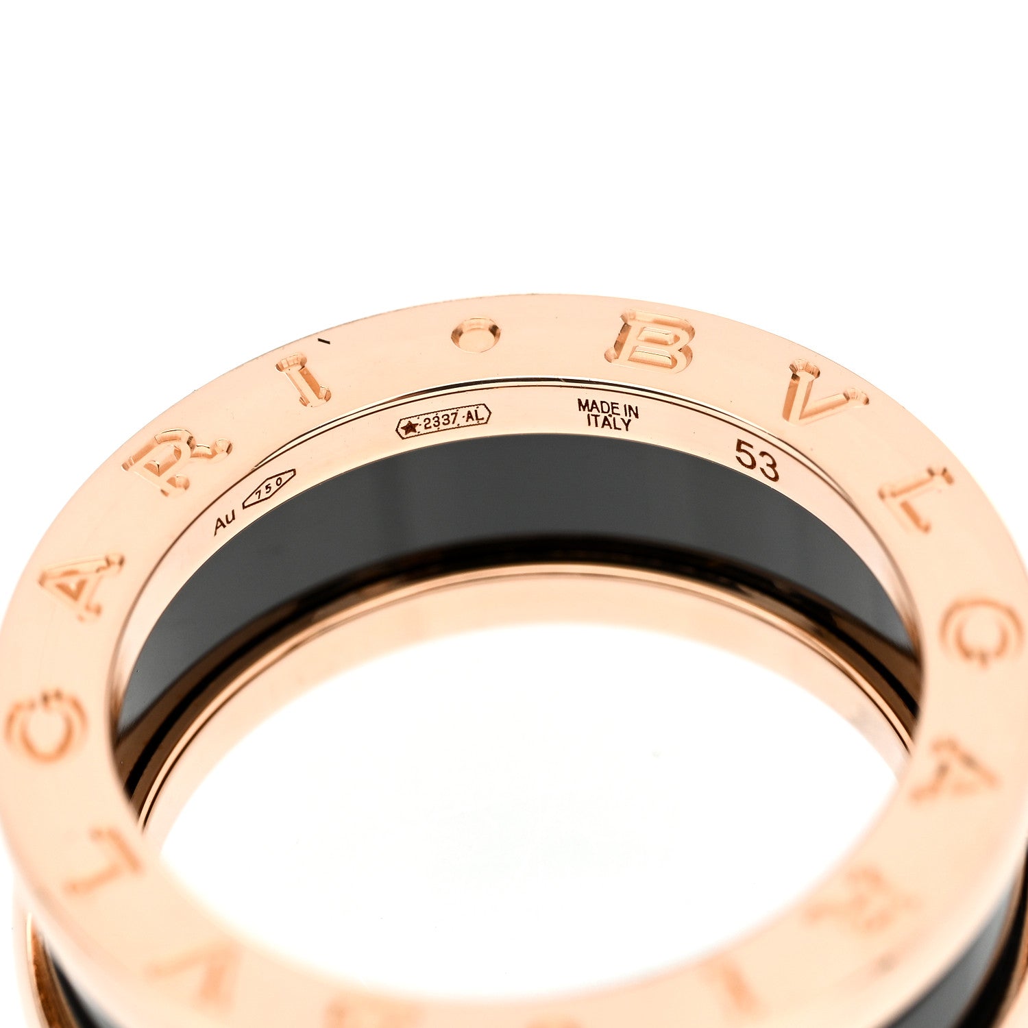 Bulgari 18K Rose Gold Black Ceramic B.Zero1 Two-Band Ring 53 6.25 4 of 6