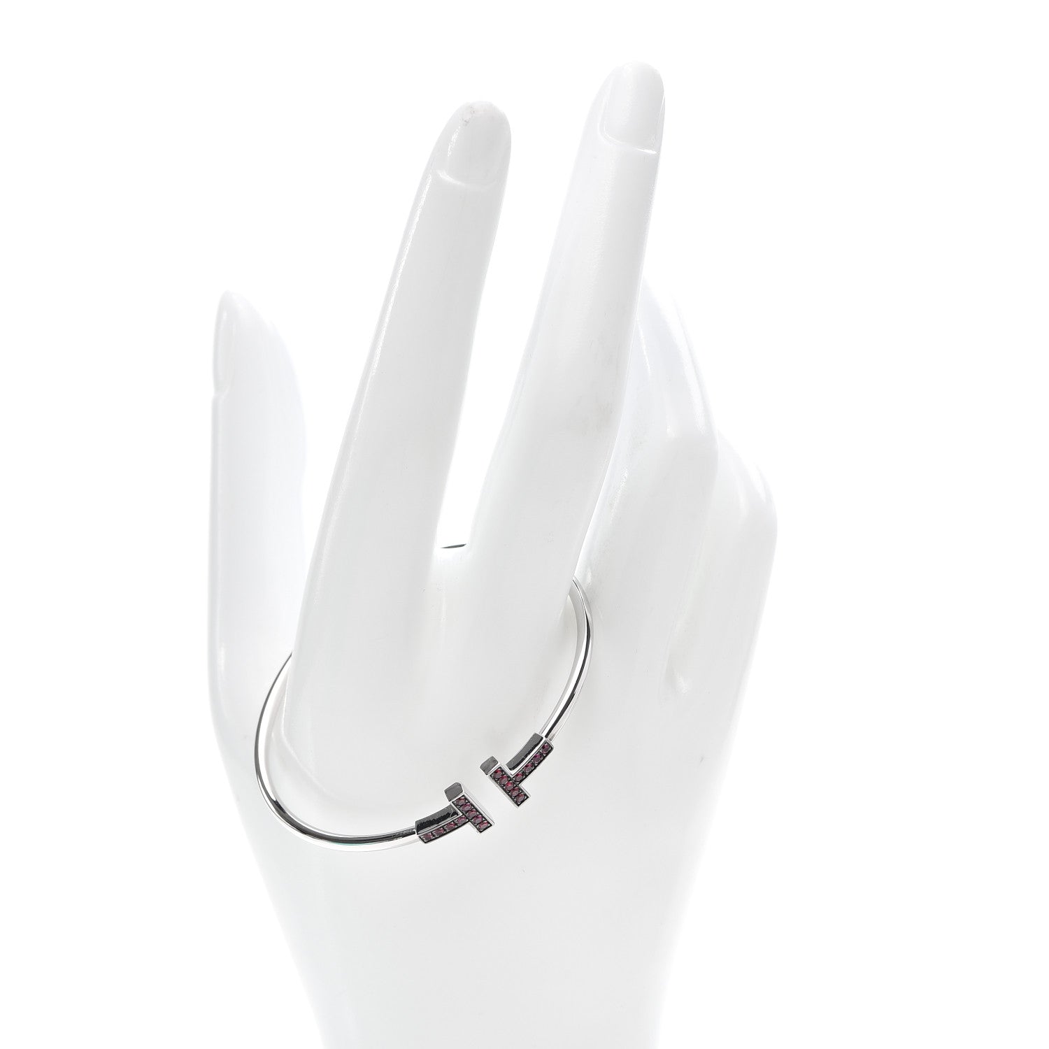 Tiffany 18K White Gold Ruby T Wire Bracelet 2 of 6