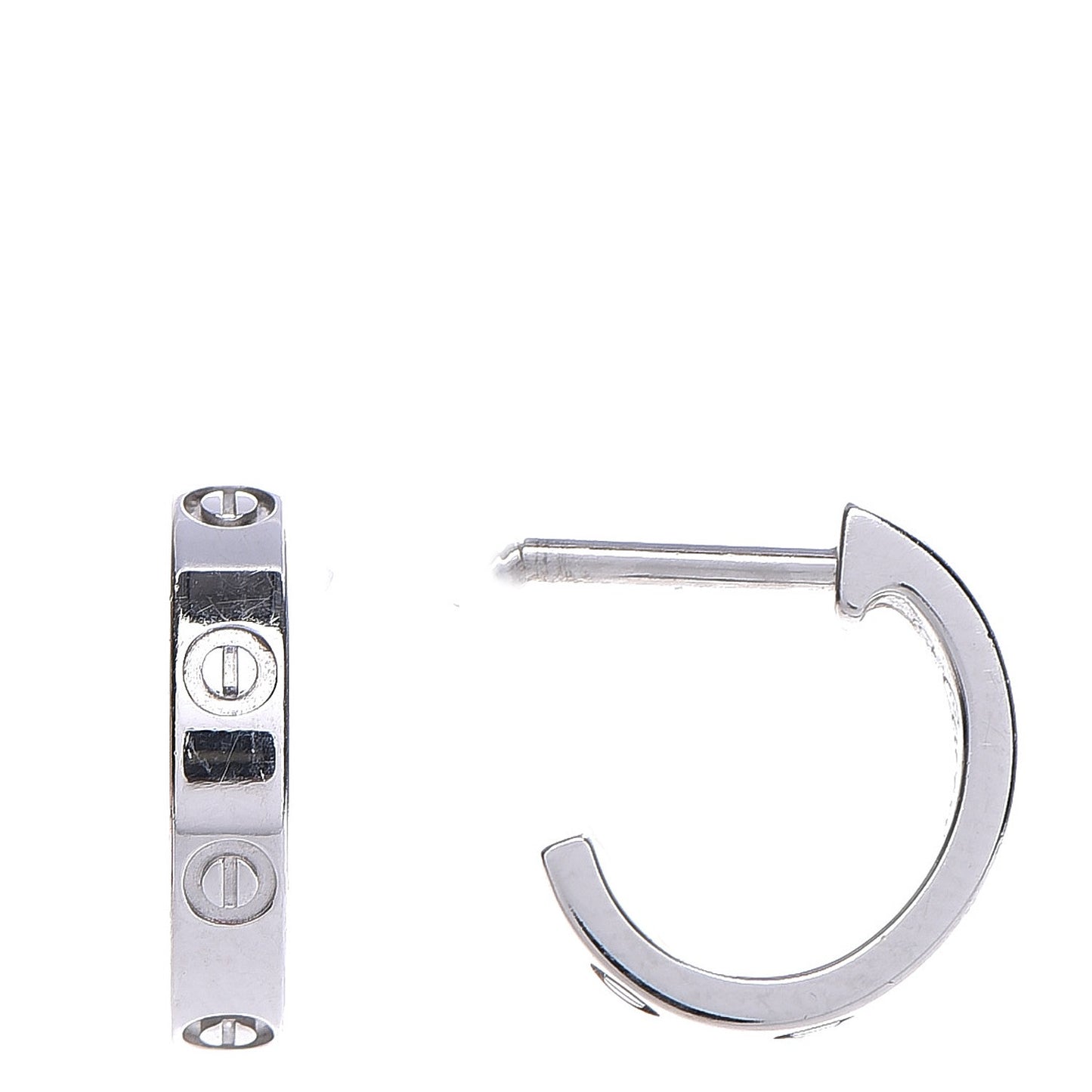 18K White Gold Small LOVE Hoop Earrings