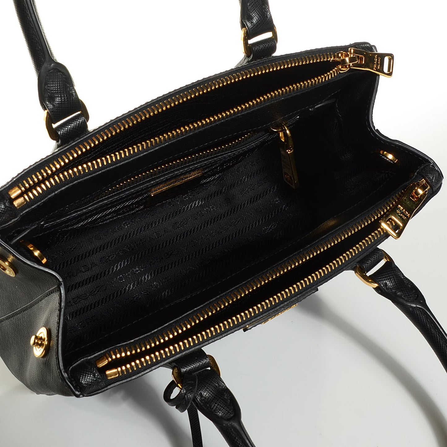 Saffiano Lux Small Double Zip Tote Nero Black
