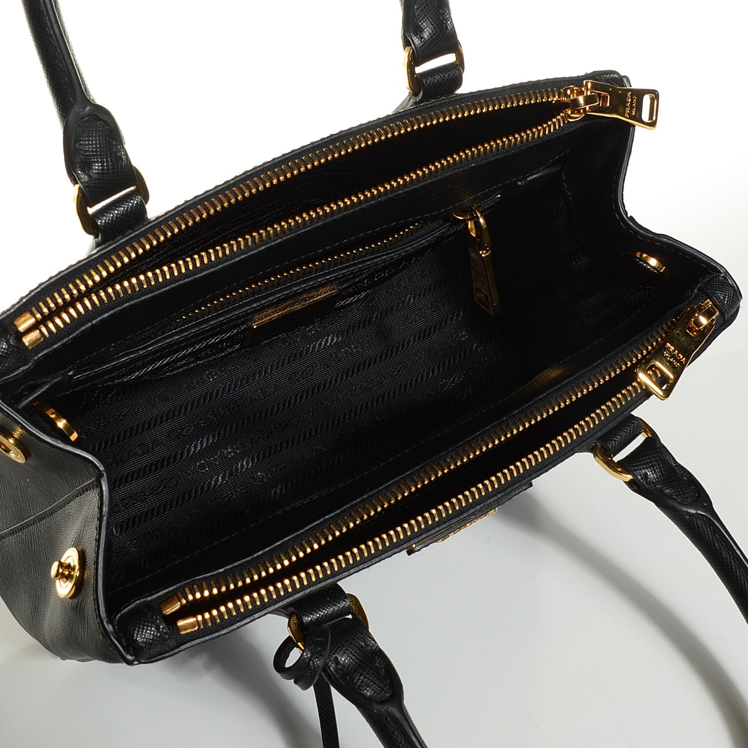 Prada Saffiano Lux Small Double Zip Tote Nero Black 5 of 10