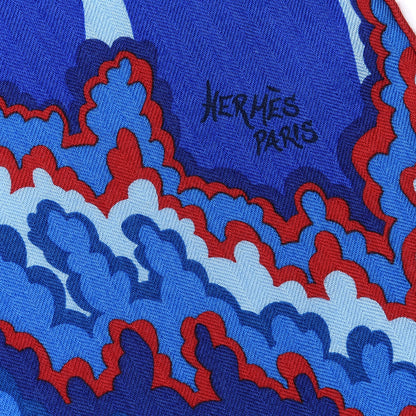 Hermes Cashmere Silk The Three Graces Shawl 140 Bleu Rouge White 2 of 4