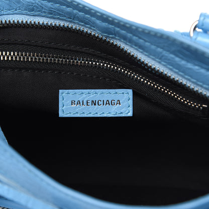 Balenciaga Agneau Classic Silver Hardware Mini City Logo Strap Baby Blue Black 6 of 8