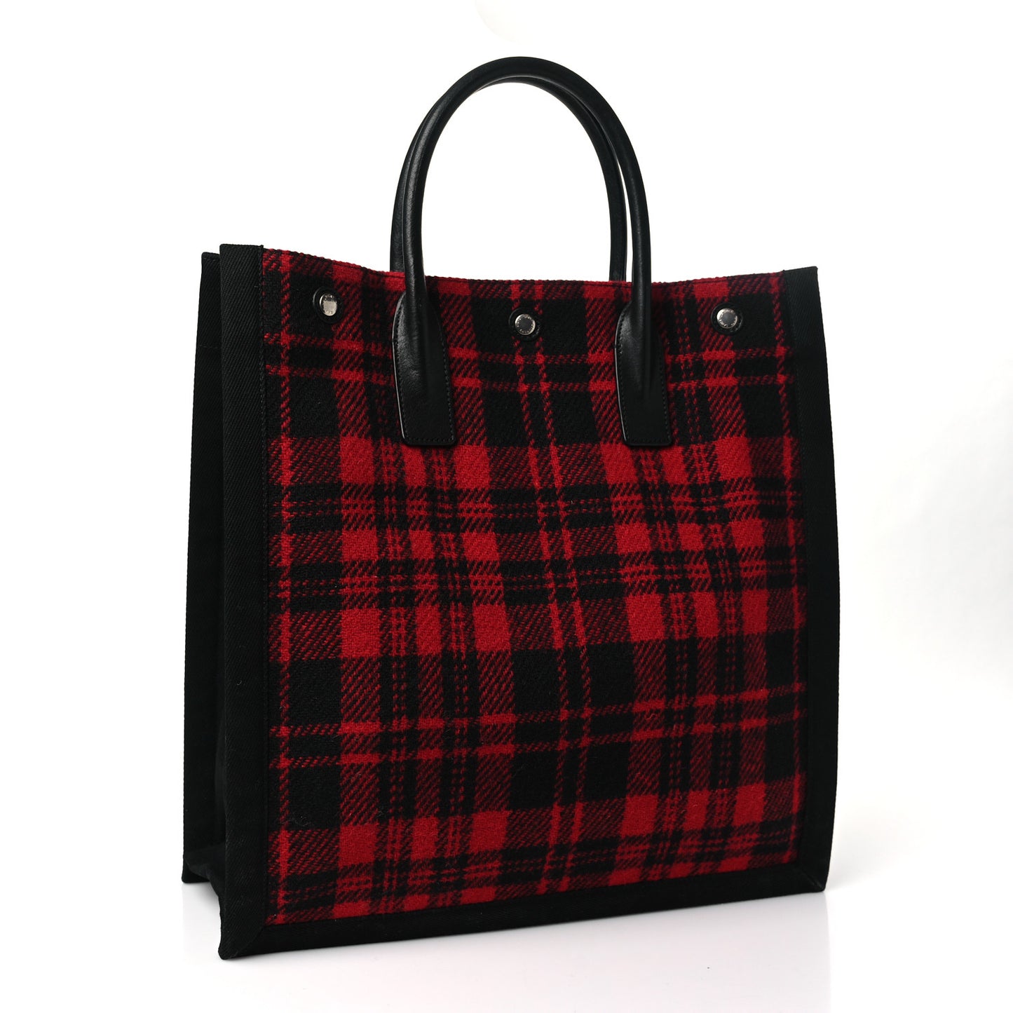 Wool Tartan Rive Gauche Noe Tote Red Black