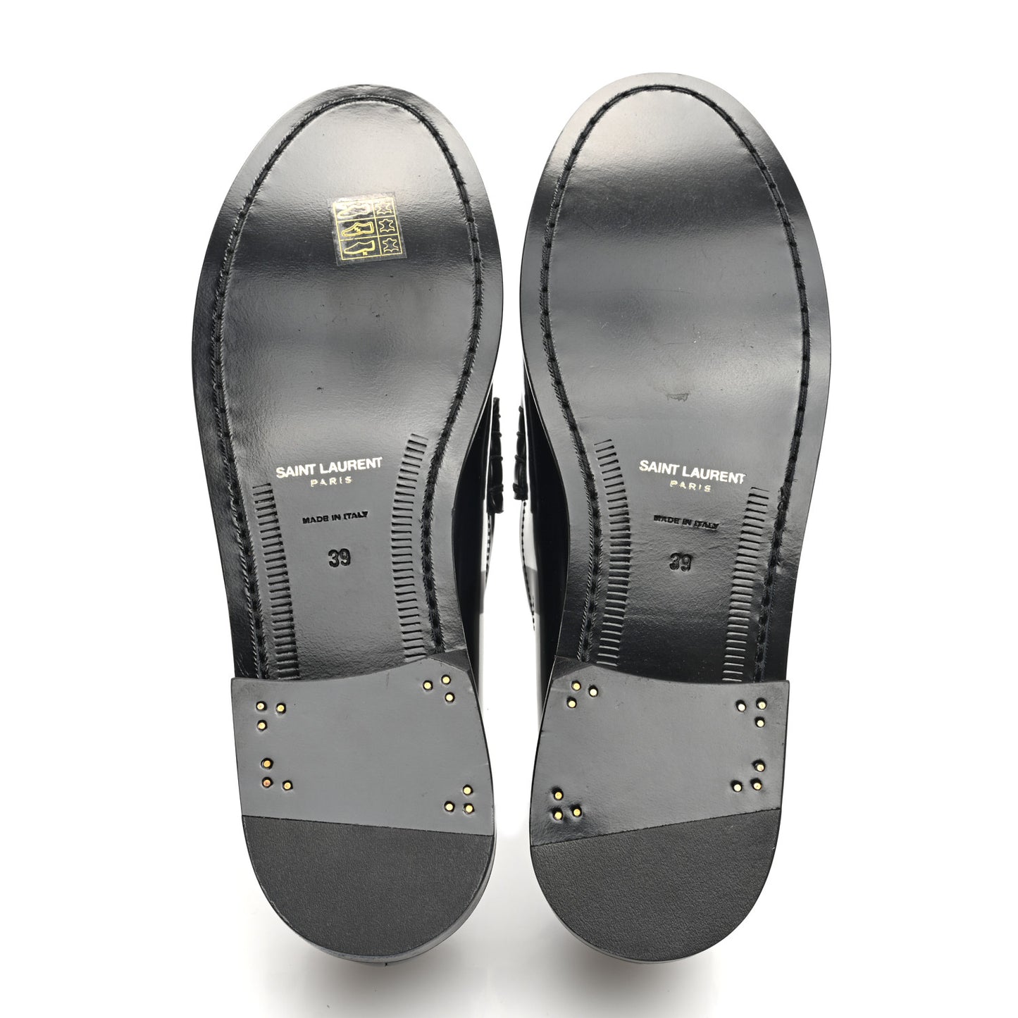 Patent Calfskin Penny Loafers 39 Black