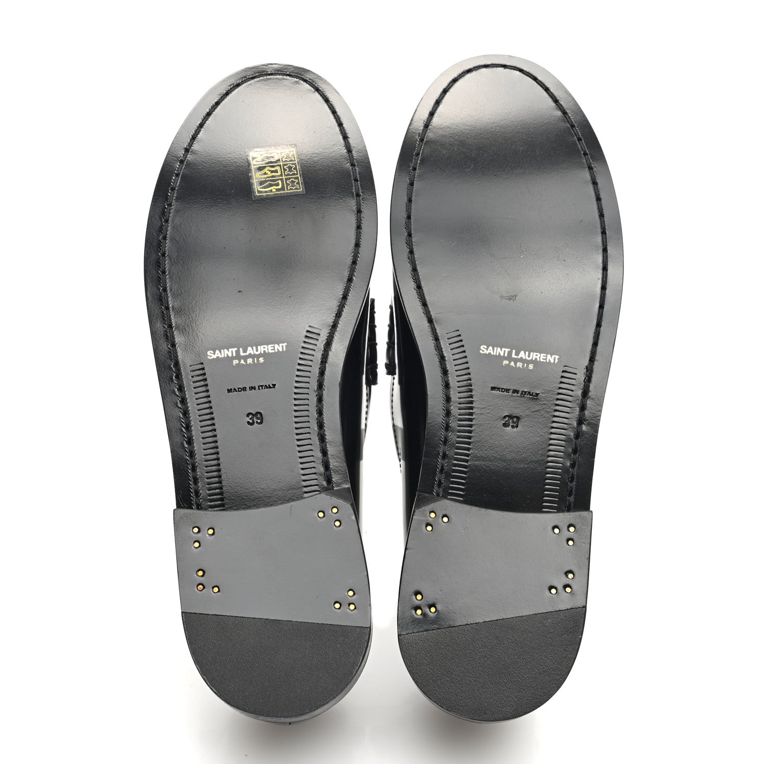 Saint Laurent Patent Calfskin Penny Loafers 39 Black 5 of 8