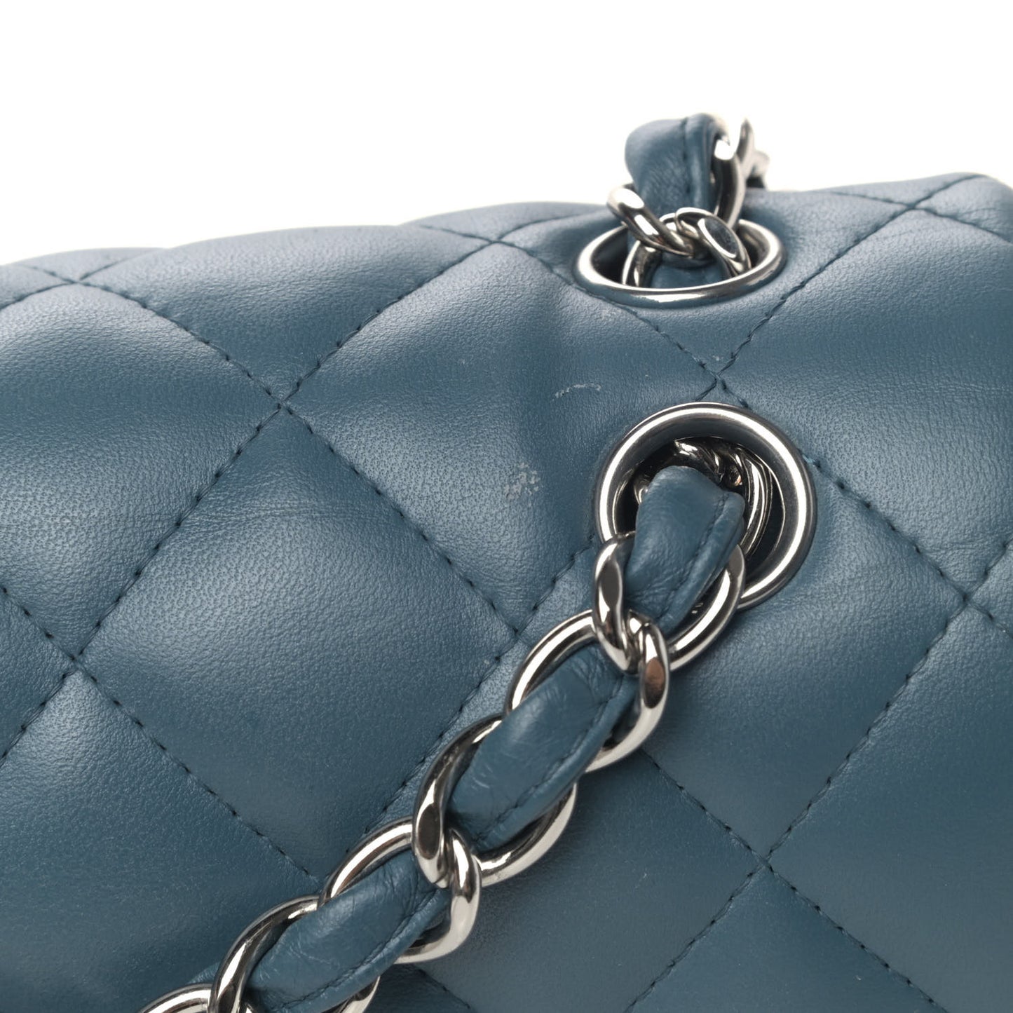 Lambskin Quilted Jumbo Double Flap Turquoise