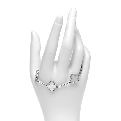 Van Cleef & Arpels 18K White Gold Mother of Pearl 5 Motifs Vintage Alhambra Bracelet 2 of 7
