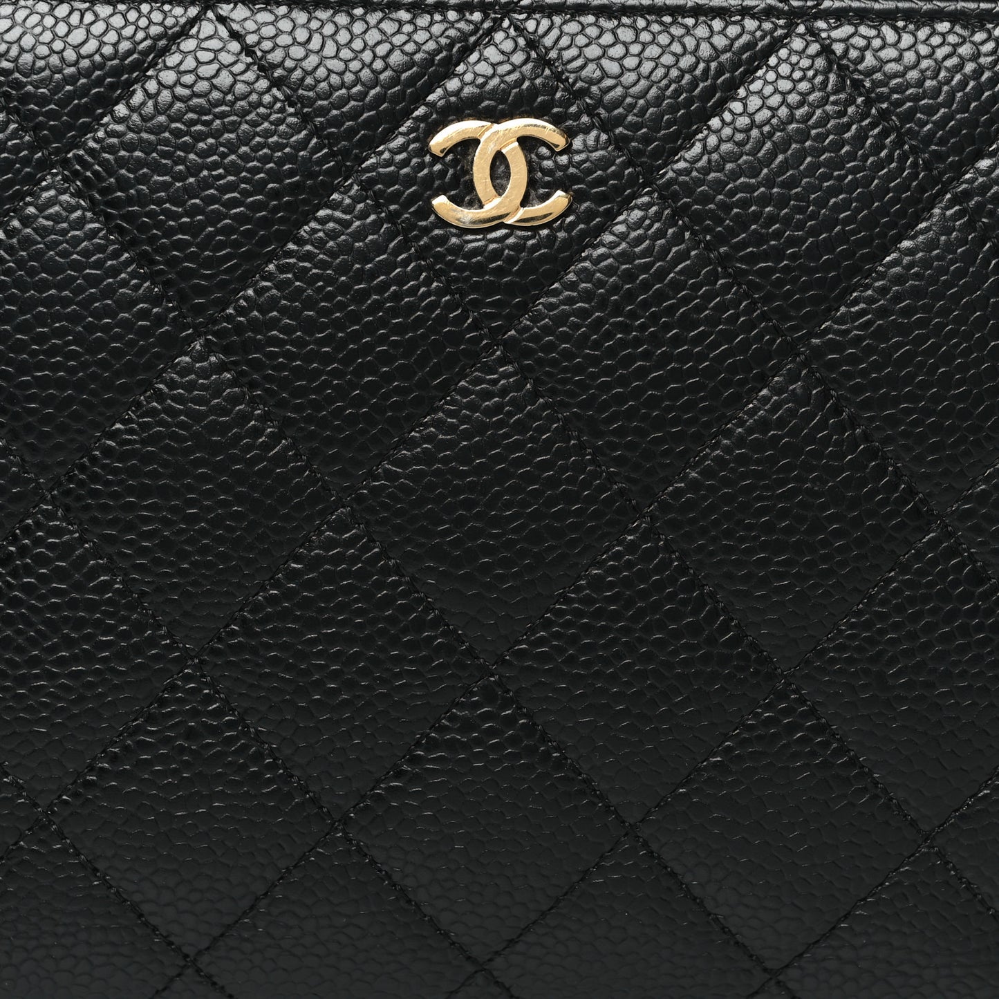 Caviar Quilted Large Zip Around Organizer Wallet Black
