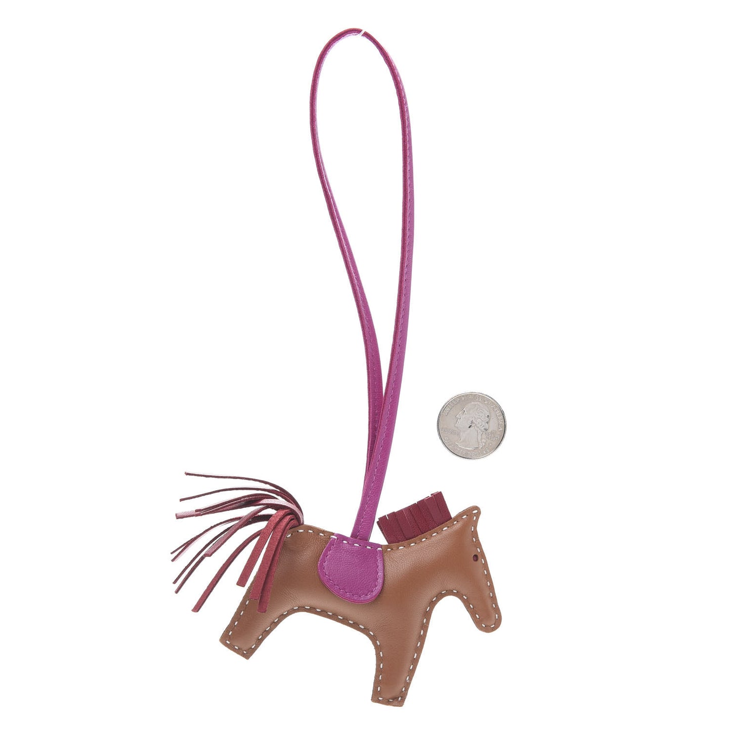 Milo Lambskin Grigri Rodeo Horse Bag Charm PM Sesame Grenat Rose Poupre