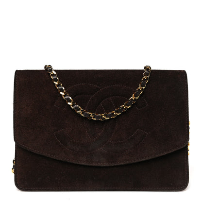 Chanel Suede Timeless CC Wallet on Chain WOC Brown 1 of 12