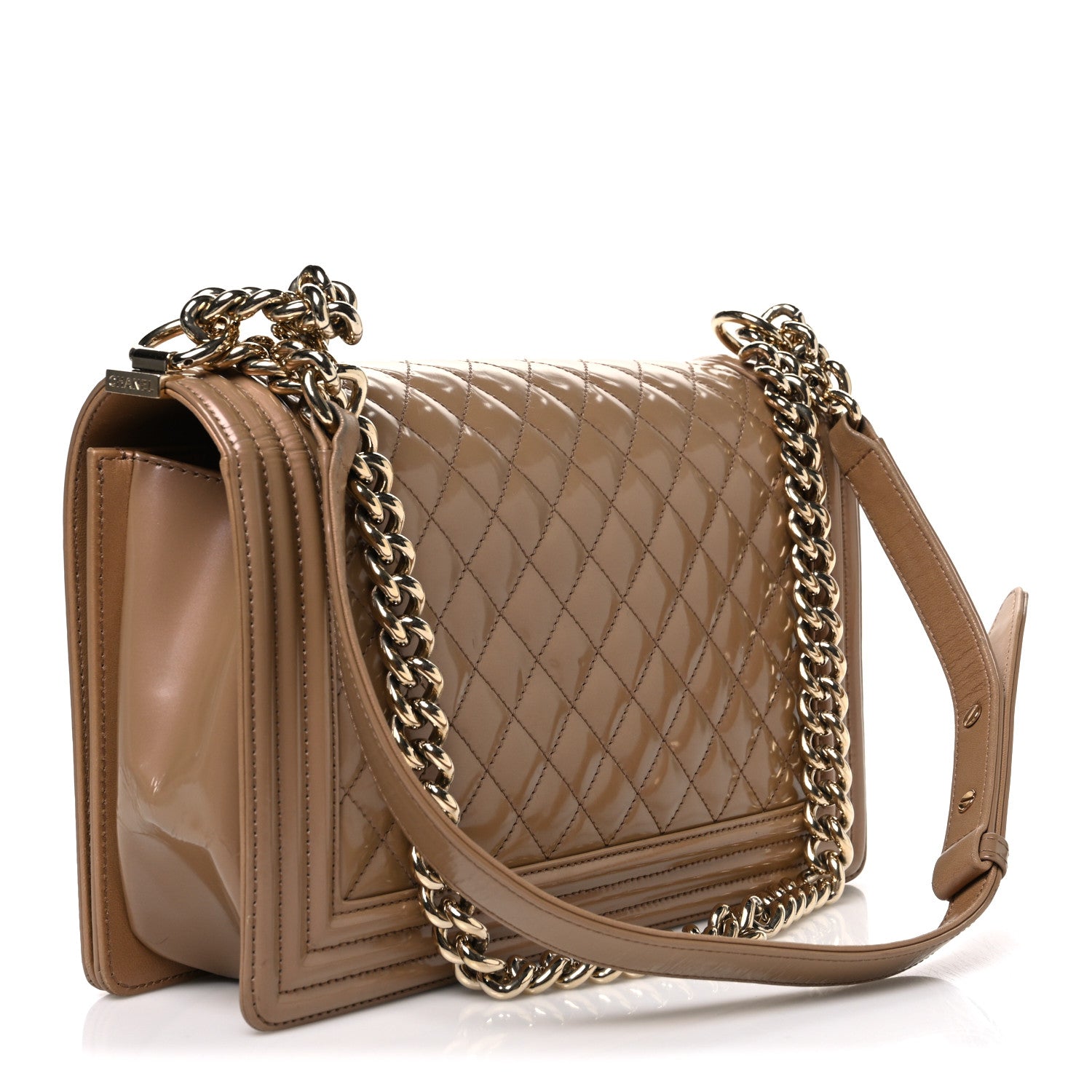 Chanel Iridescent Glazed Calfskin Quilted New Medium Boy Flap Dark Beige 3 of 11