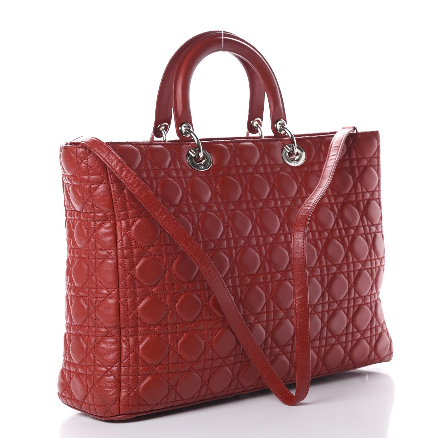 Christian Dior Lambskin Cannage Large Lady Dior Red 2 of 15
