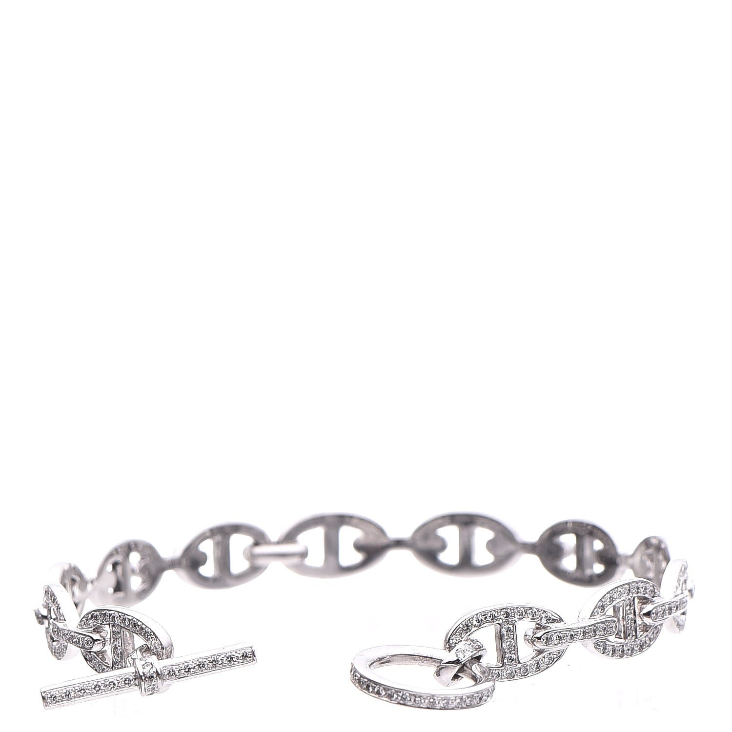 Hermes 18K White Gold Diamond PM Chaine d'Ancre Enchainee Bracelet SH 4 of 7