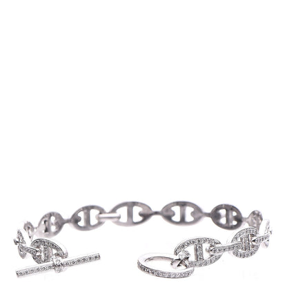 Hermes 18K White Gold Diamond PM Chaine d'Ancre Enchainee Bracelet SH 4 of 7