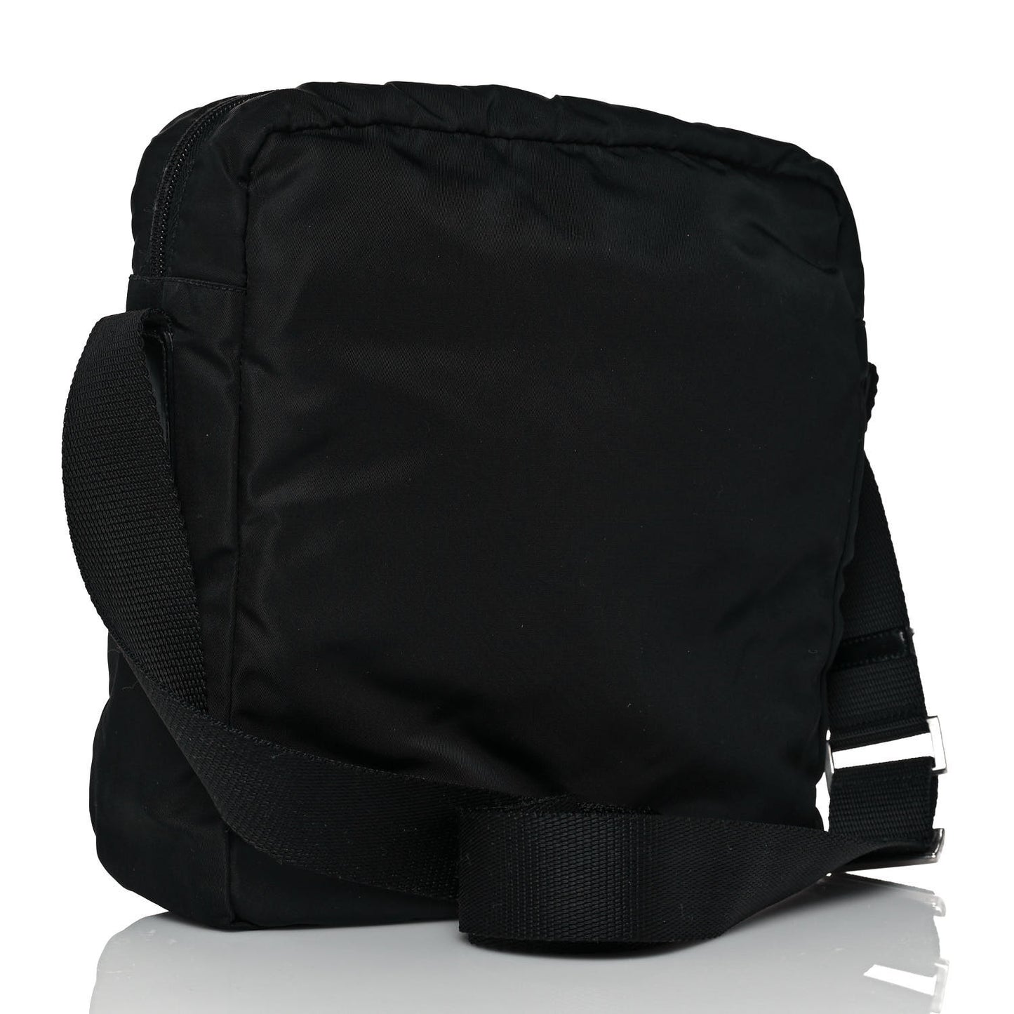 Nylon Flat Messenger Bag Black
