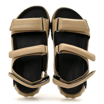Hermes Lambskin Junior Womens Sandals 39 Beige Black 2 of 9
