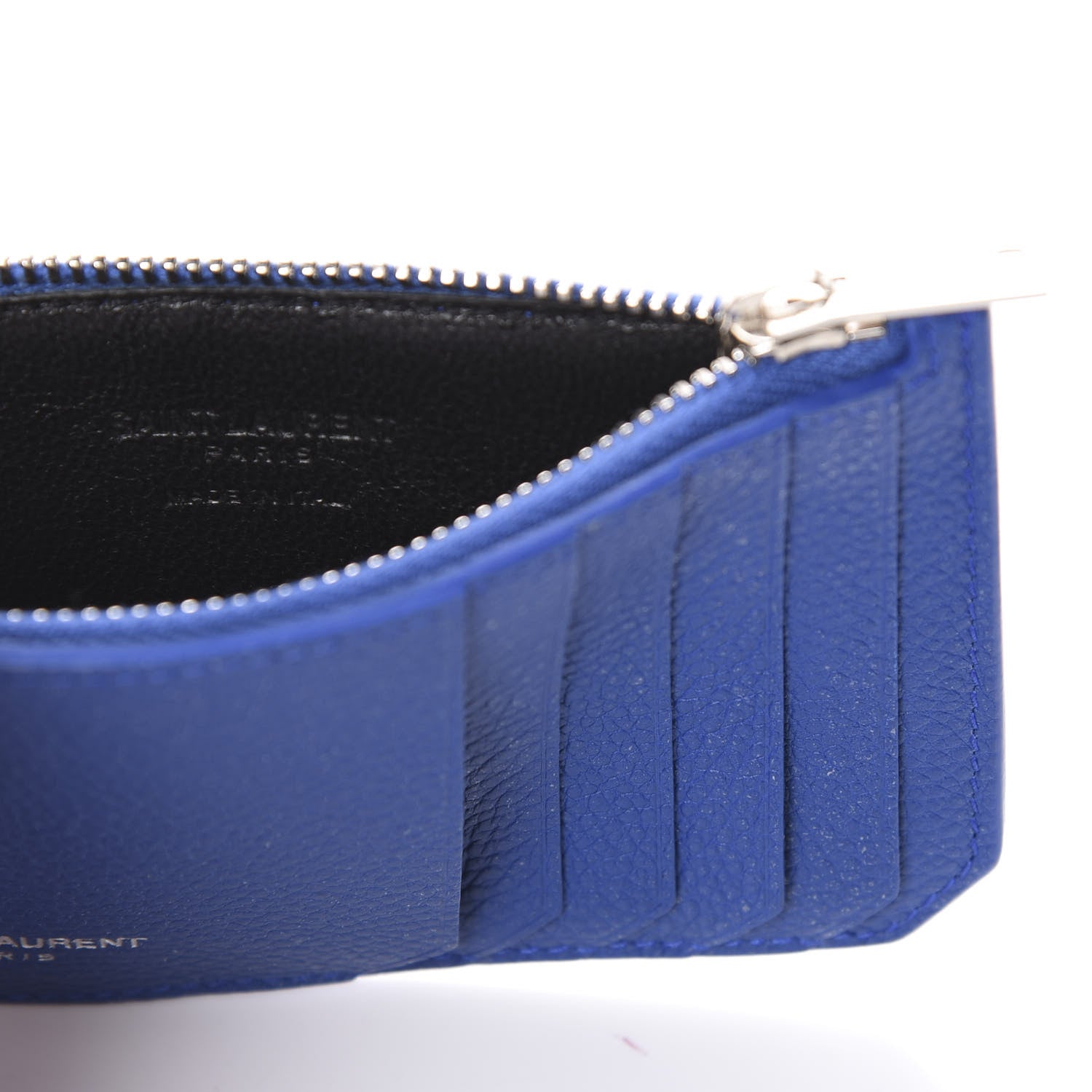 Saint Laurent Grained Calfskin 5 Fragments Zip Pouch Card Holder Deep Marjorelle 6 of 8