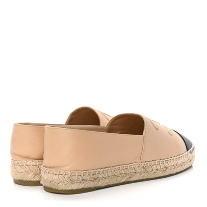Chanel Lambskin CC Espadrilles 39 Beige Black 3 of 4