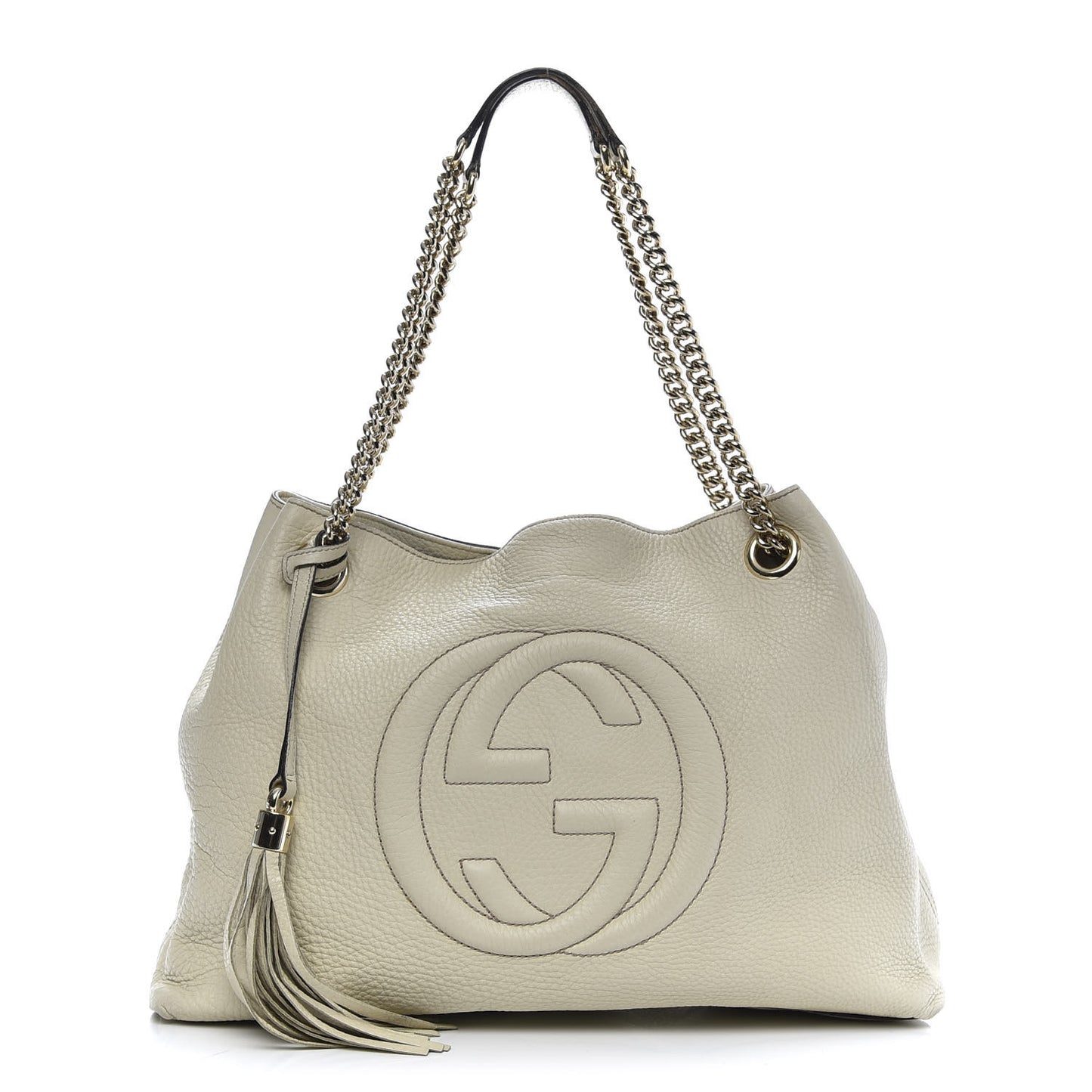 Pebbled Calfskin Medium Soho Chain Shoulder Bag Off White