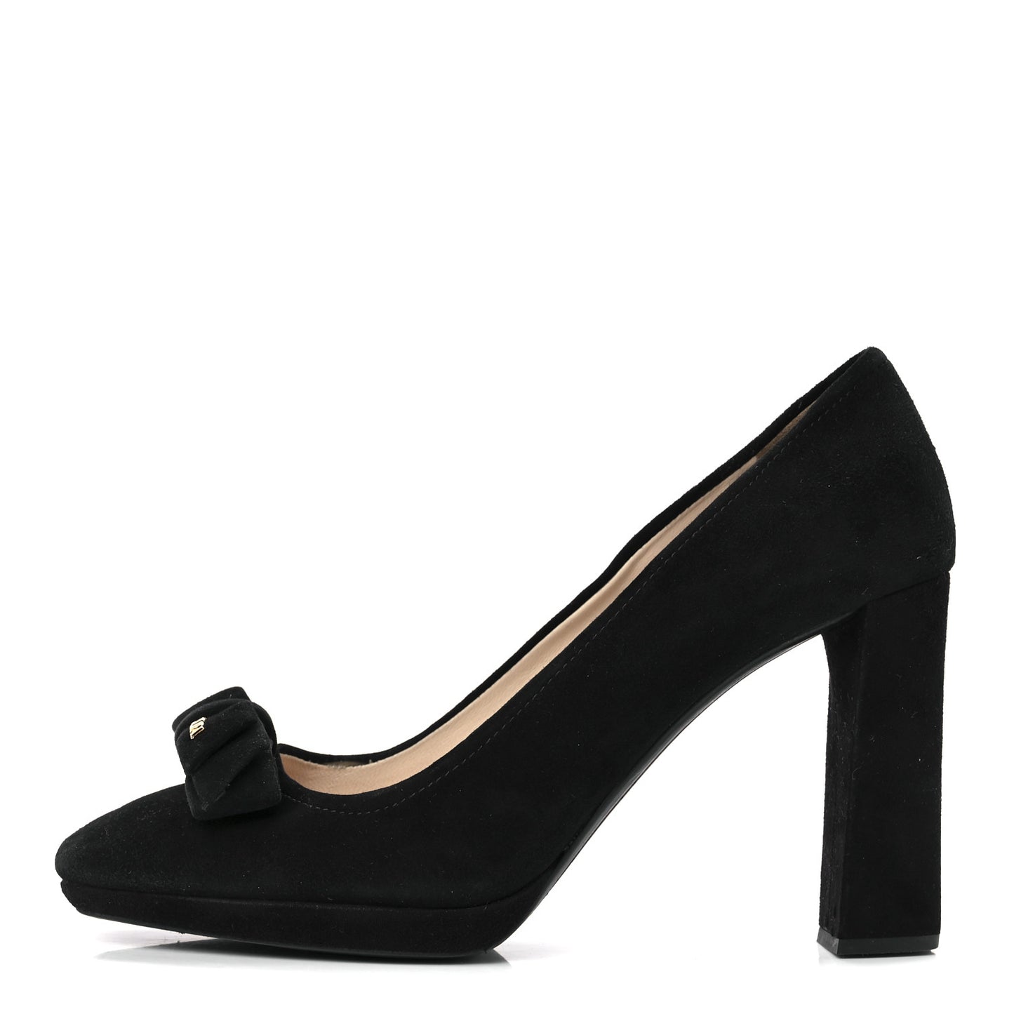Suede Logo Bow Pumps 38.5 Black