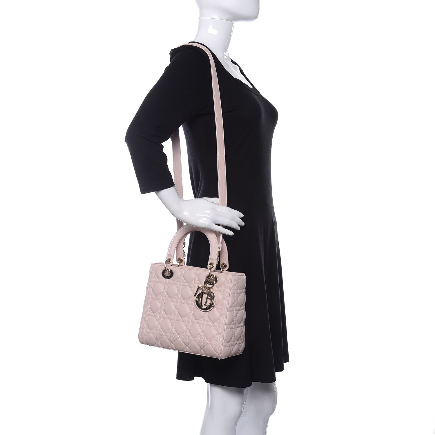Christian Dior Lambskin Cannage Medium Lady Dior Rose Poudre 2 of 10