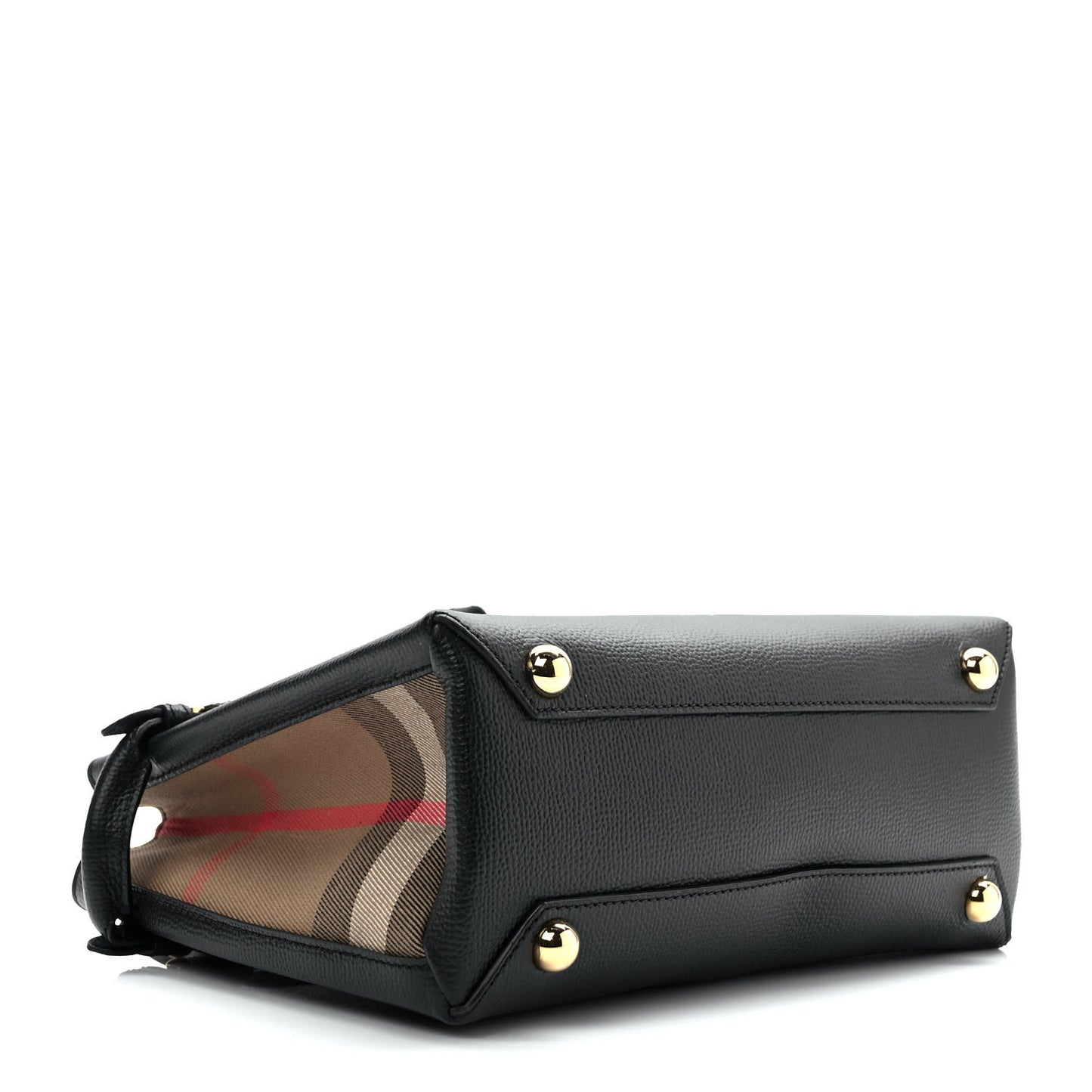 Grainy Calfskin House Check Small Banner Tote Black