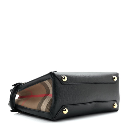 Burberry Grainy Calfskin House Check Small Banner Tote Black 3 of 11