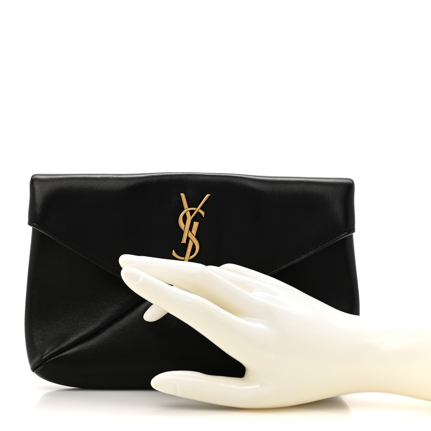 Lambskin Small Cassandre Envelope Pouch Black