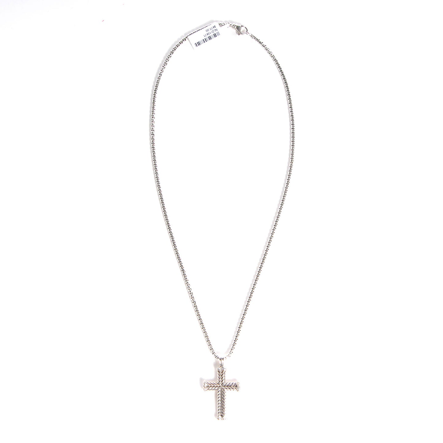 Sterling Silver Diamond Chevron Cross Pendant Necklace