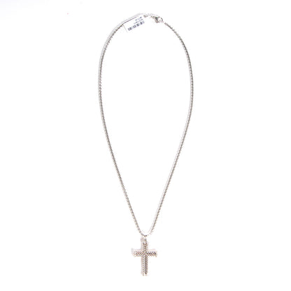 David Yurman Sterling Silver Diamond Chevron Cross Pendant Necklace 3 of 6