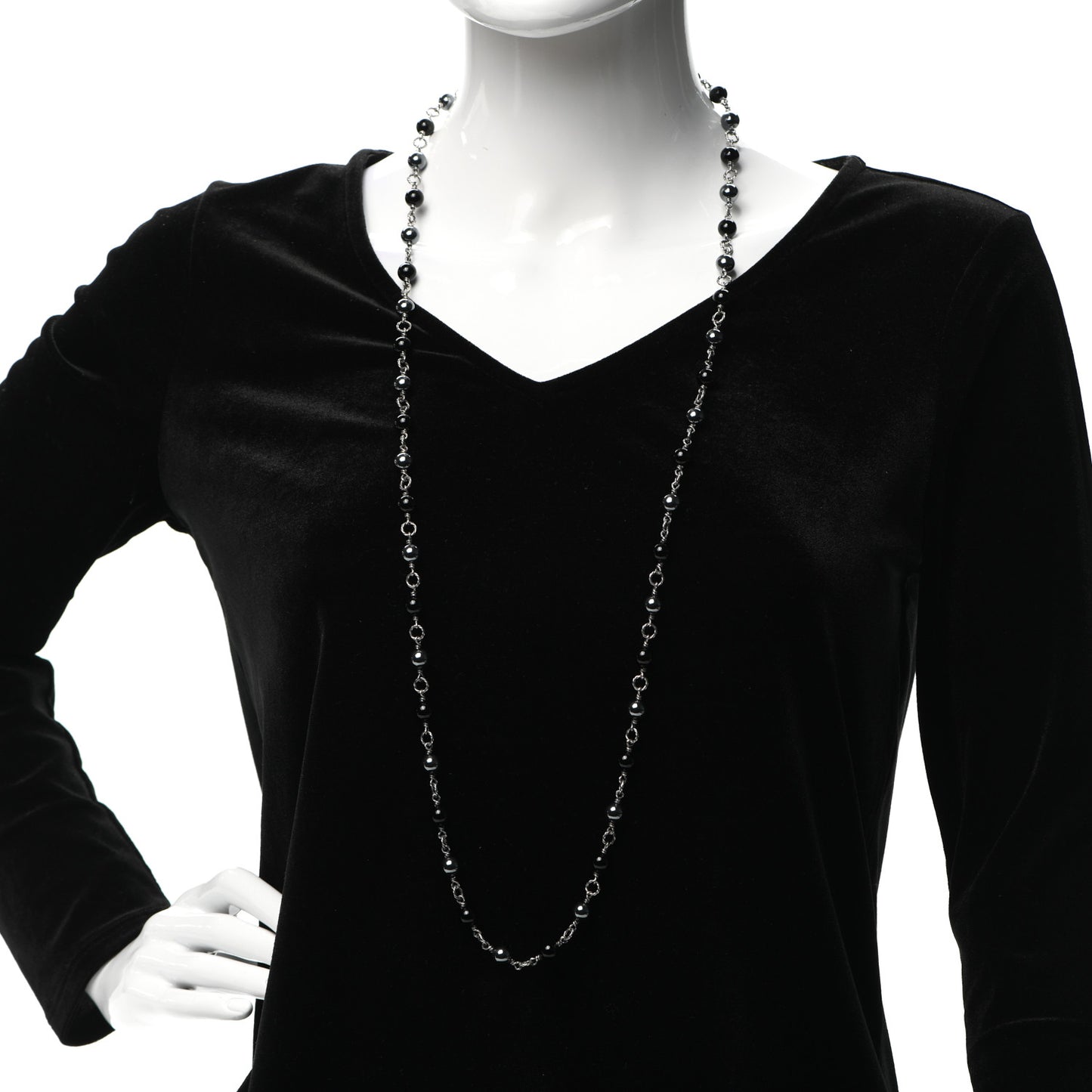 Sterling Silver Black Onyx Hematite Bijoux Necklace