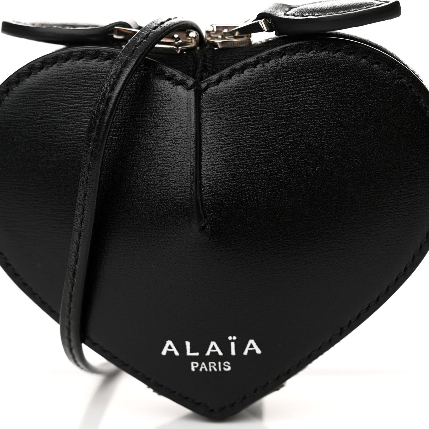 Alaia Buffed Calfskin Le Coeur Mini Coin Pouch Black 7 of 9
