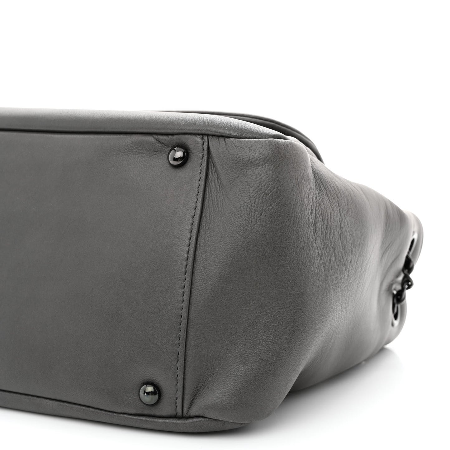 Lambskin Studded Accordion CC Flap Grey