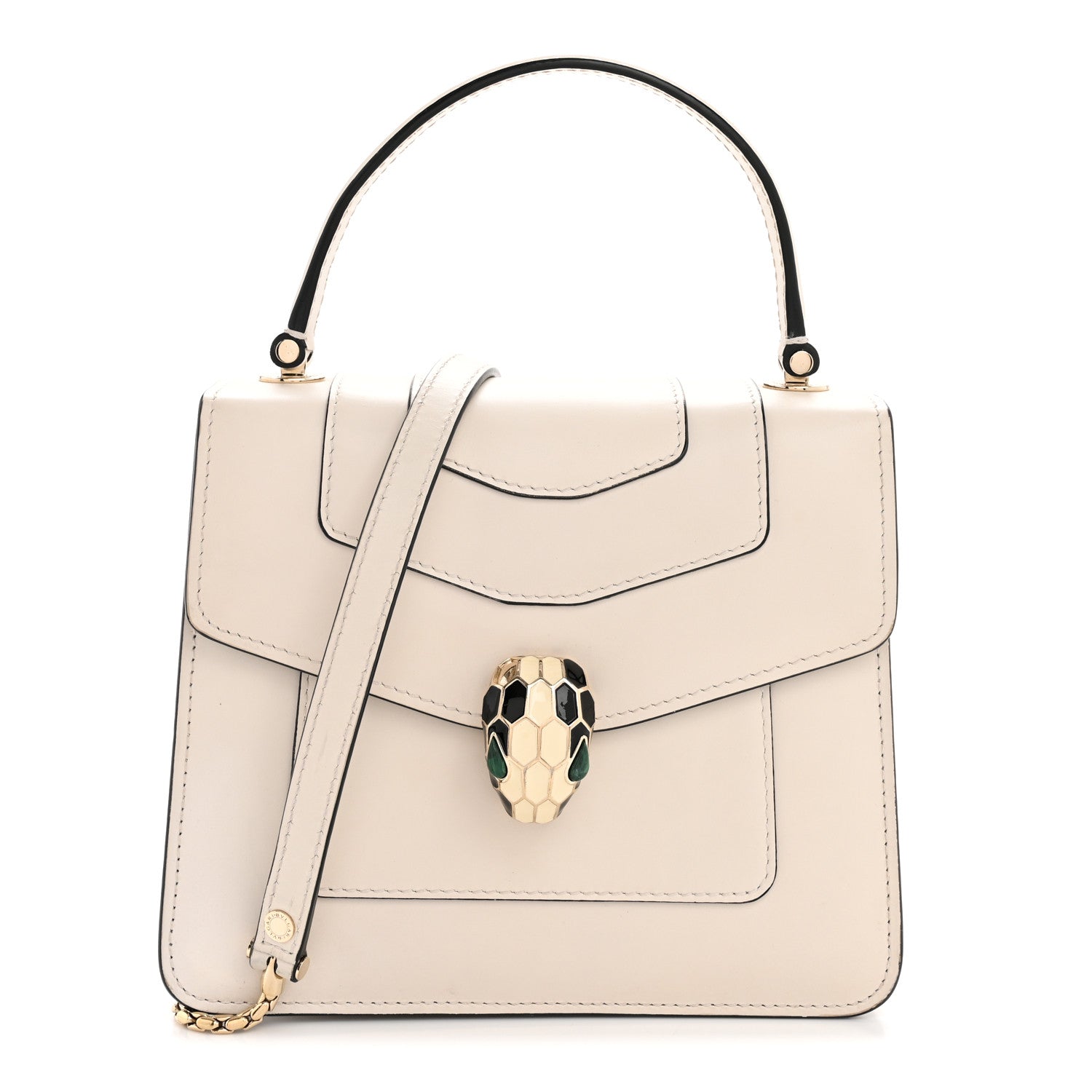 Bulgari Calfskin Serpenti Forever Top Handle White 1 of 13