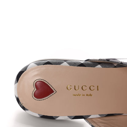 Gucci Cotton Gingham Womens Princetown Slippers 37.5 White Black 7 of 10