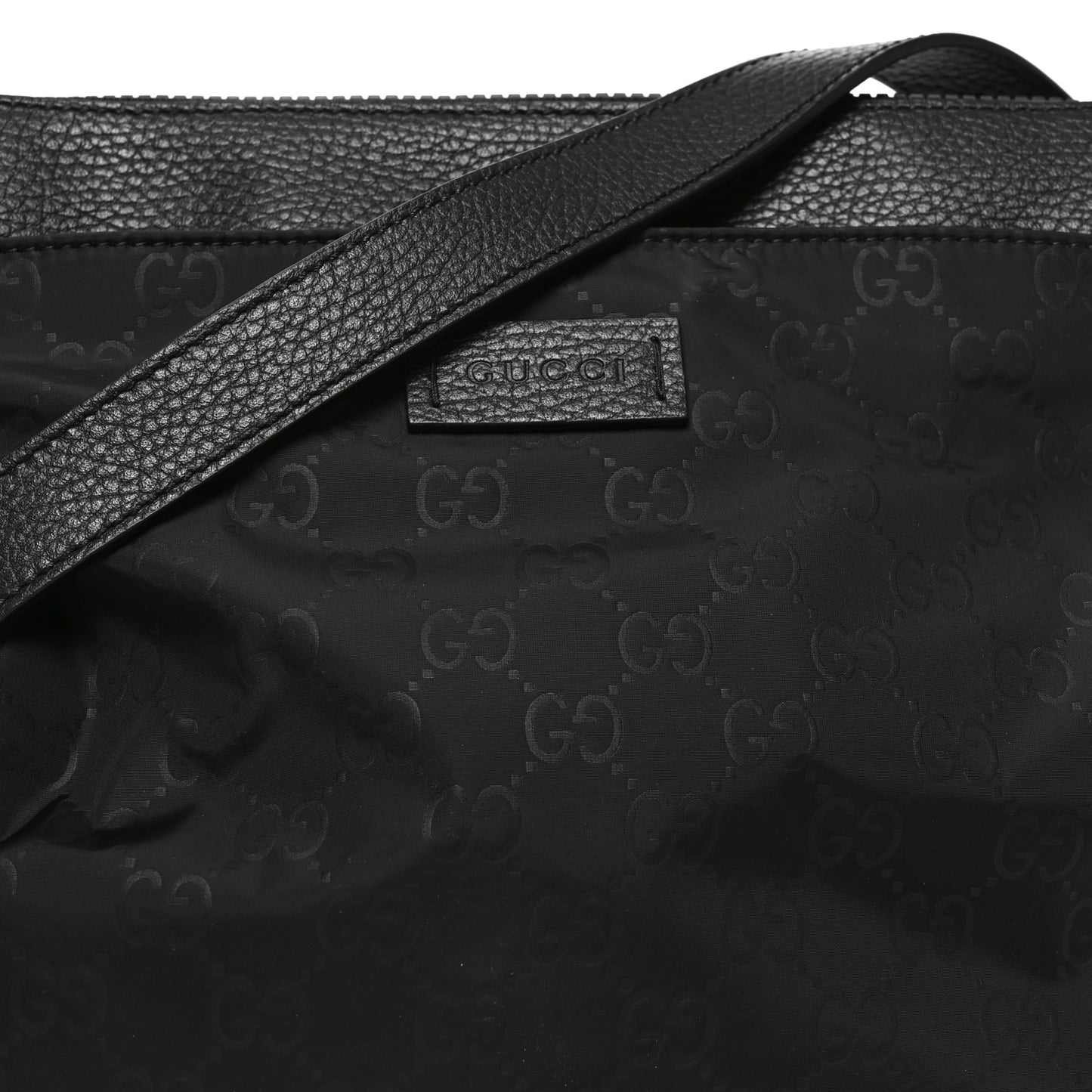 Nylon Monogram Dollar Calfskin Flat Messenger Bag Black