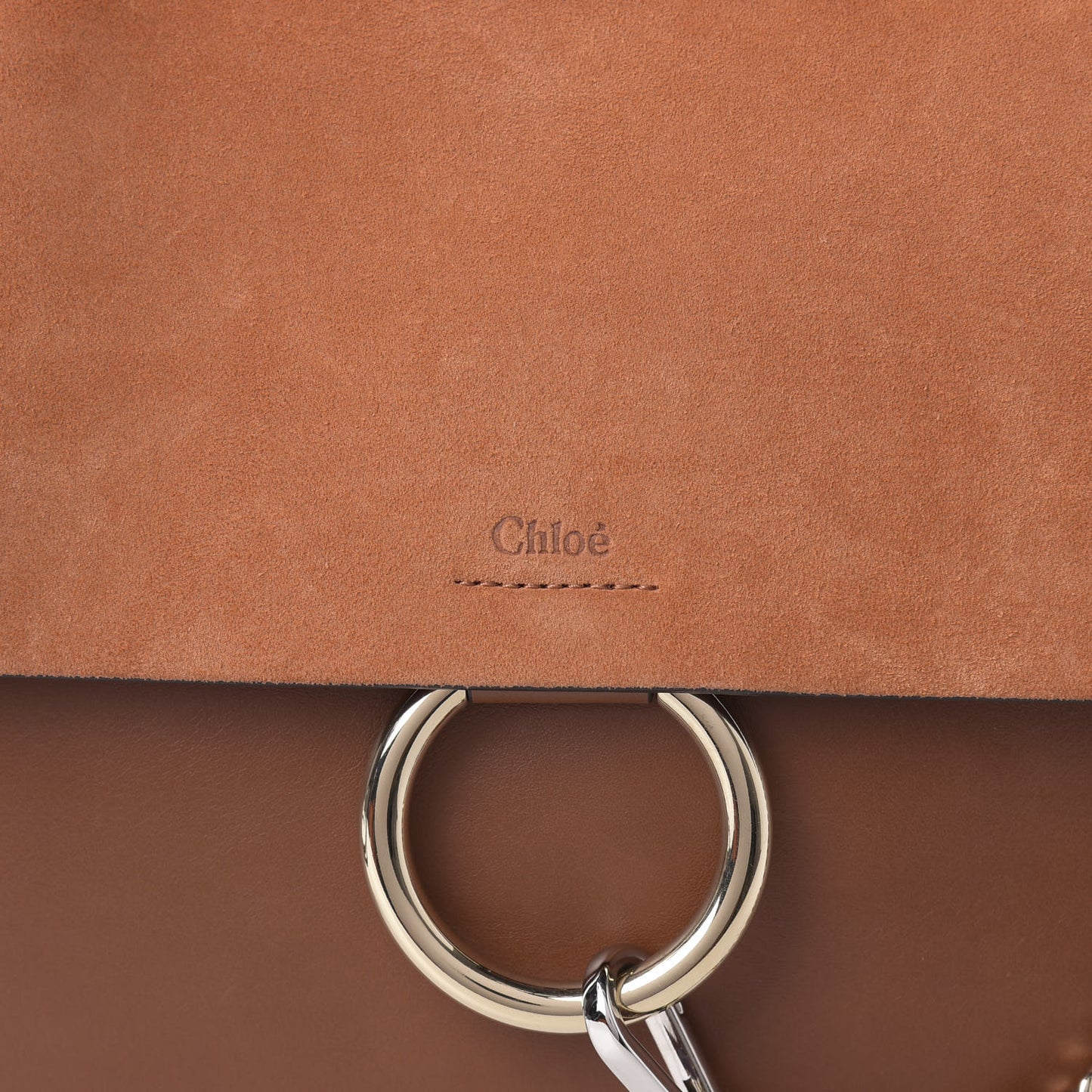 Suede Calfskin Medium Faye Shoulder Bag Tobacco