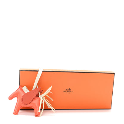 Hermes Milo Lambskin Grigri Rodeo Pegase Horse Bag Charm PM Orange Poppy Craie Terre Battue 5 of 5