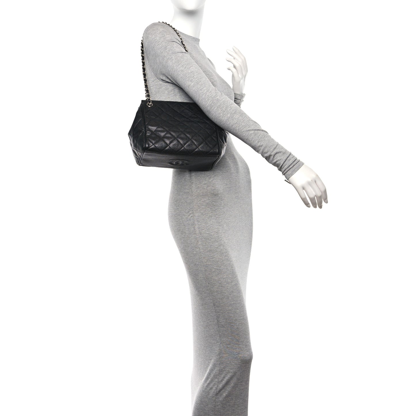 Caviar Quilted Shoulder Bag Black