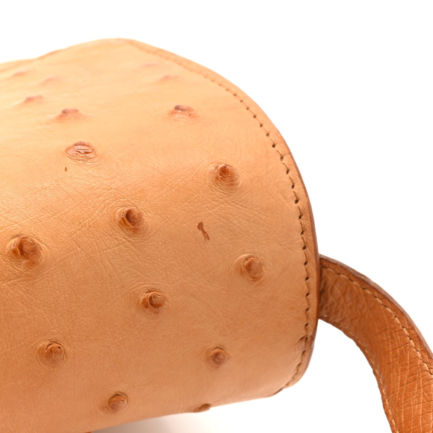 Ostrich Small Classic Box Flap Bag Camel