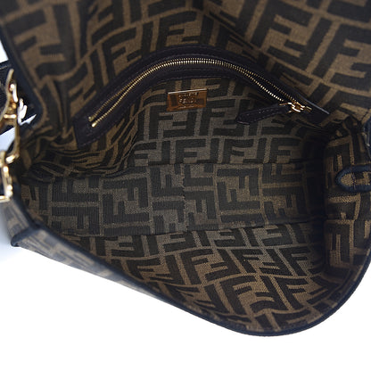 Fendi Fabric Jacquard FF 1974 Medium Baguette Tobacco Moro Black 5 of 10