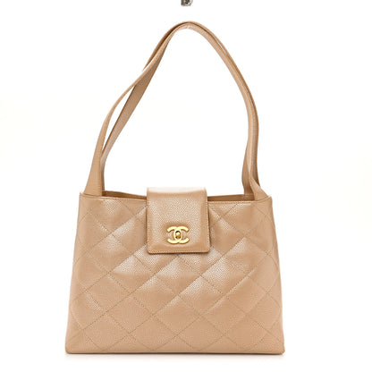 Chanel Metallic Caviar Quilted Shoulder Bag Beige 1 of 11